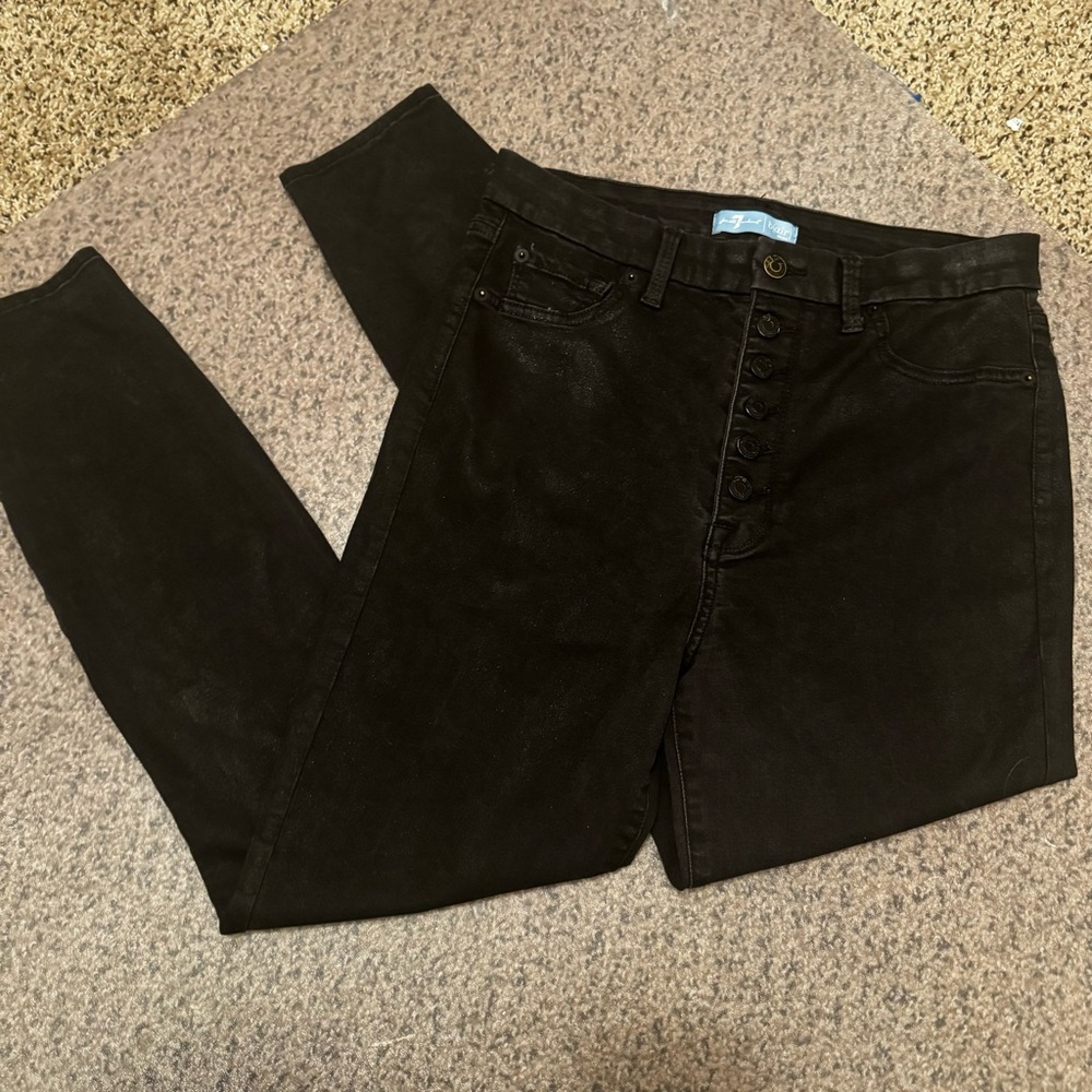 7 for all mankind black button fly skinny jeans size 31